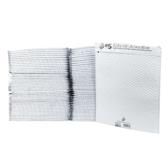 Duck Brand #5 Gusseted Self Seal Poly Bubble Mailer White 10.5" x 15"- 20 ct NEW - Picture 2 of 6